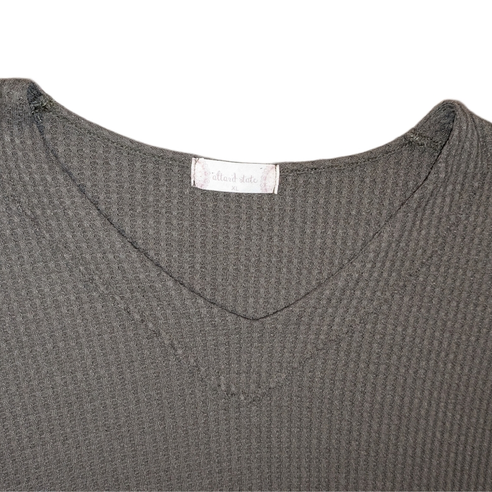 Altar'd State V-Neck Waffle Knit  Thermal Long Sleeve Top, Size XL - Picture 3 of 8